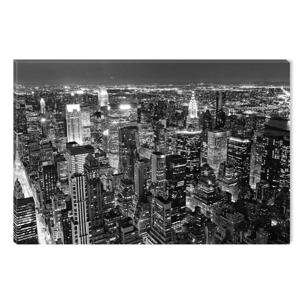 Tablou Alb-Negru Abstract Startonight, Luminile NY, luminos in intuneric, 80 x 120 cm