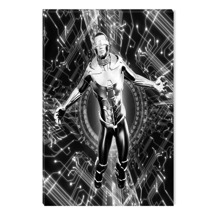 Tablou Alb-Negru Abstract Startonight, Viitor hibrid, luminos in intuneric, 80 x 120 cm