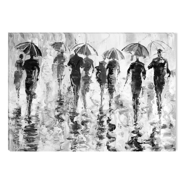 Tablou Alb-Negru Abstract Startonight, Vreme ploioasa, luminos in intuneric, 60 x 90 cm