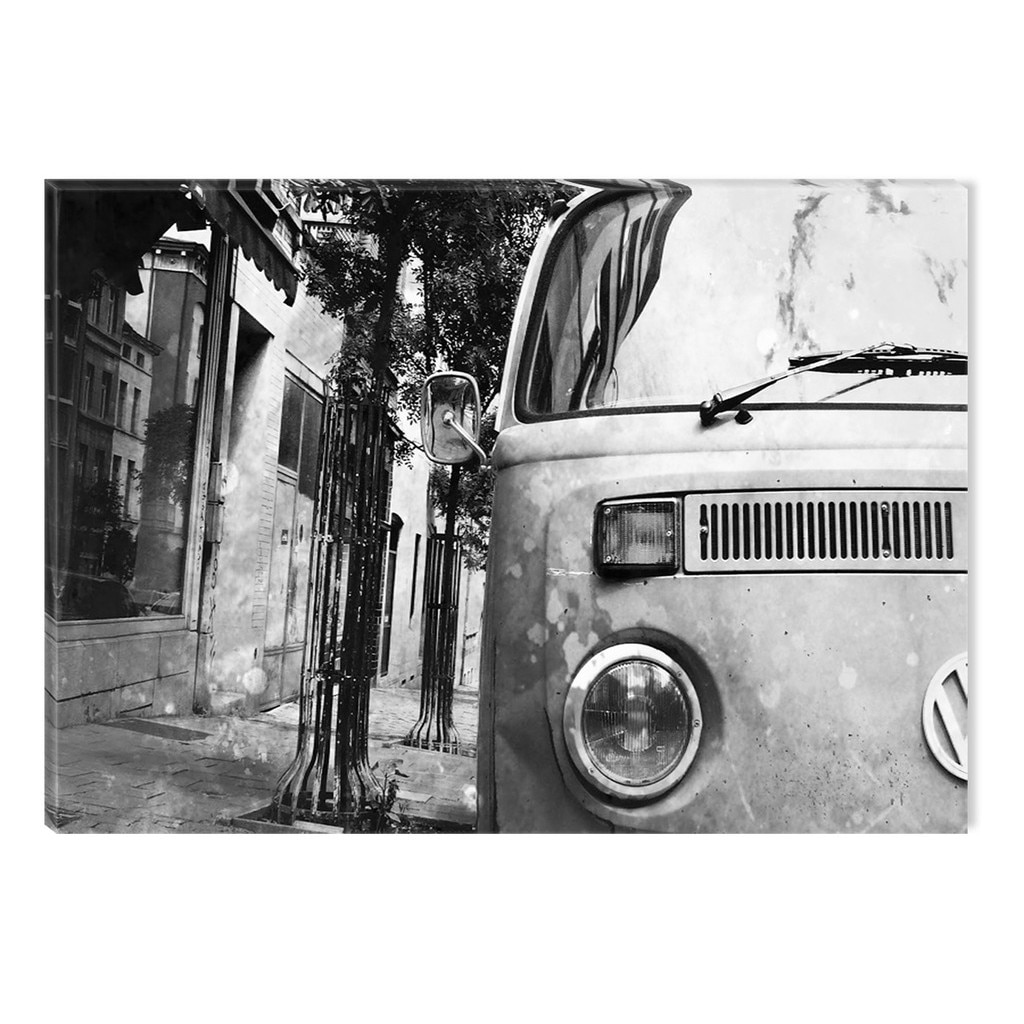 Tablou Alb-Negru Abstract Startonight, Volkswagen Transporter, luminos in intuneric, 80 x 120 cm