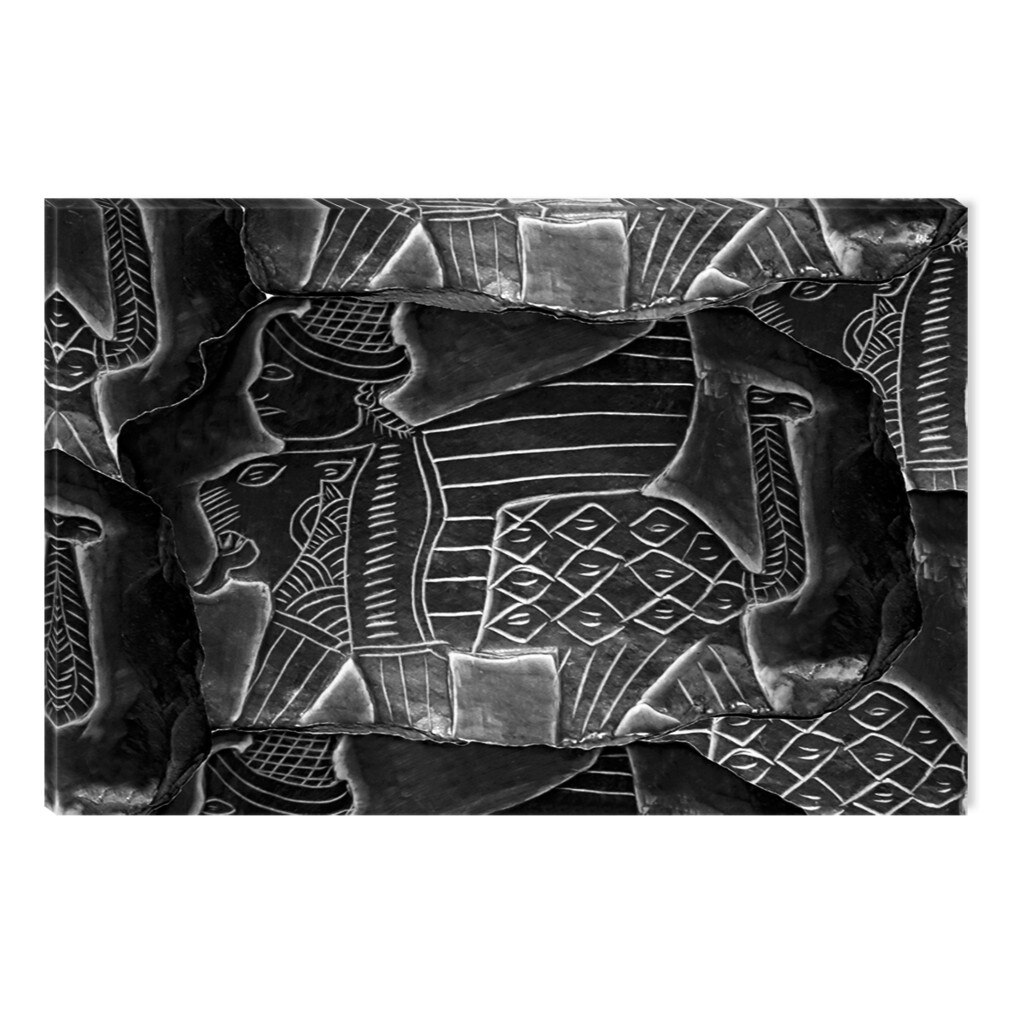 Tablou Alb-Negru Abstract Startonight, Desen rupestru, luminos in intuneric, 80 x 120 cm