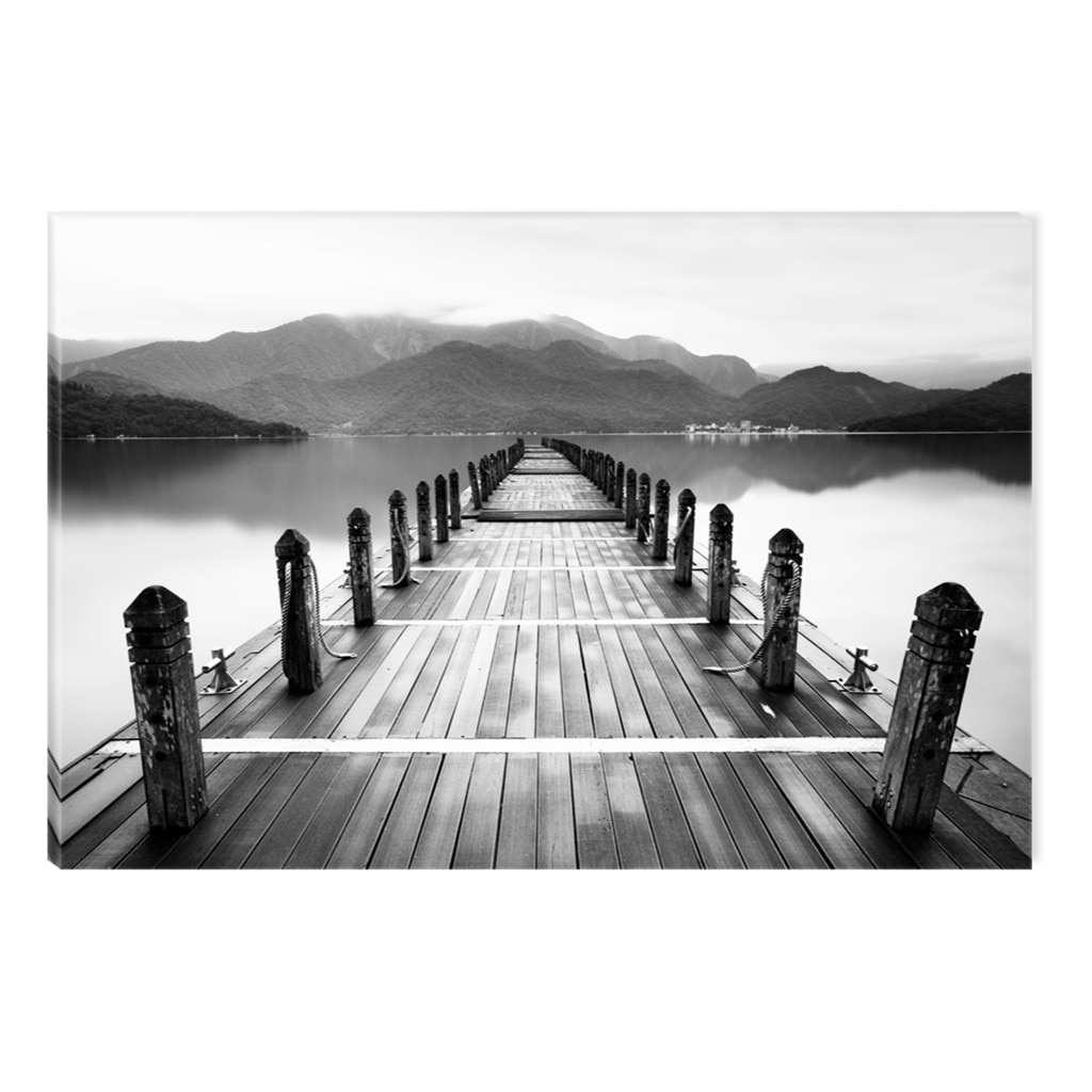 Tablou Alb-Negru Abstract Startonight, Ponton de dimineata, luminos in intuneric, 80 x 120 cm