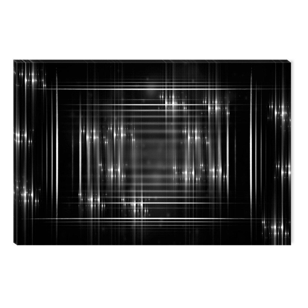 Tablou Alb-Negru Abstract Startonight, Efect lucios, luminos in intuneric, 80 x 120 cm