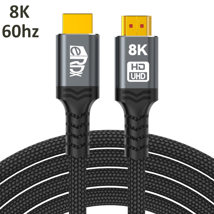 Cablu Video HDMI 2.1 eRDX® - 1.5m, 8K 60Hz, 4K 120Hz, 48Gbps, Ultra HD, Compatibil PS5 / Xbox / TV / Monitor