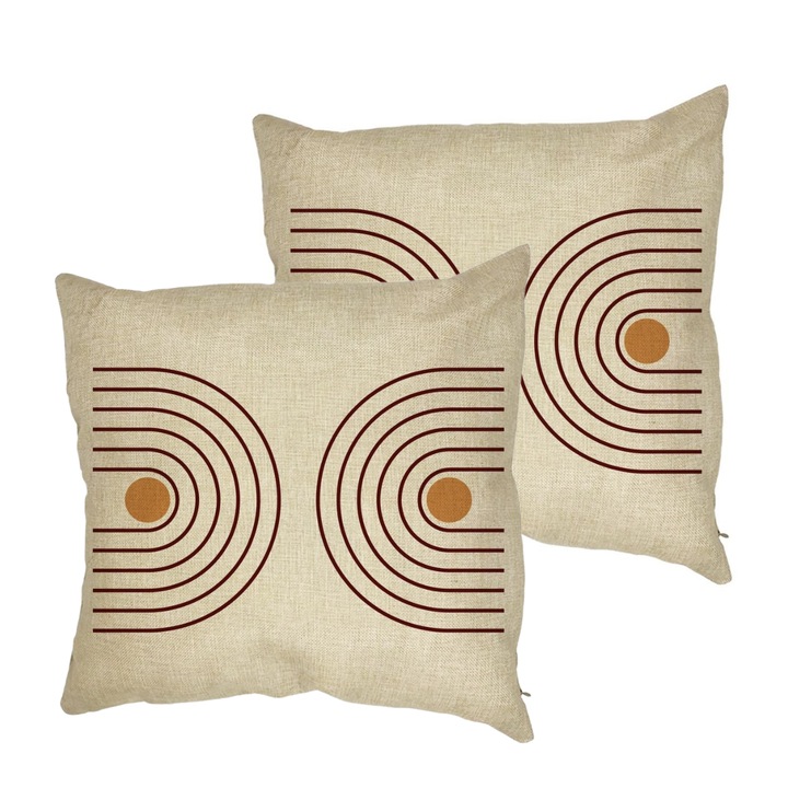 Set 2 Perne Decorative, Abstract Lines, 40x40 cm, Husa Detasabila