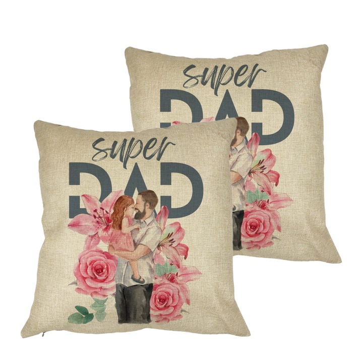 Set 2 Perne Decorative, Model Super DAD Fetite, 40x40 cm, Husa Detasabila