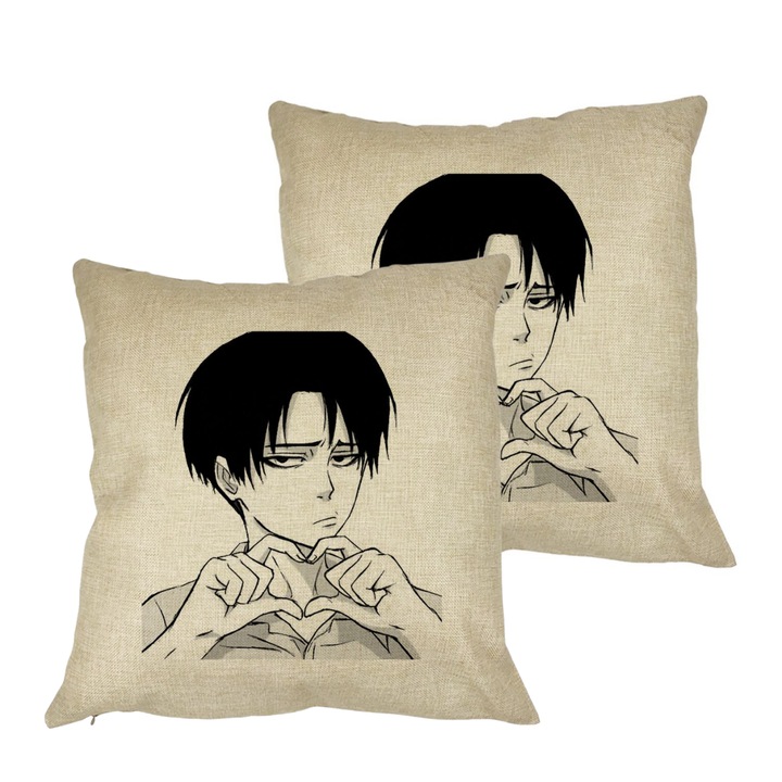 Set 2 Perne Decorative, Model Love You Levi, 40x40 cm, Husa Detasabila