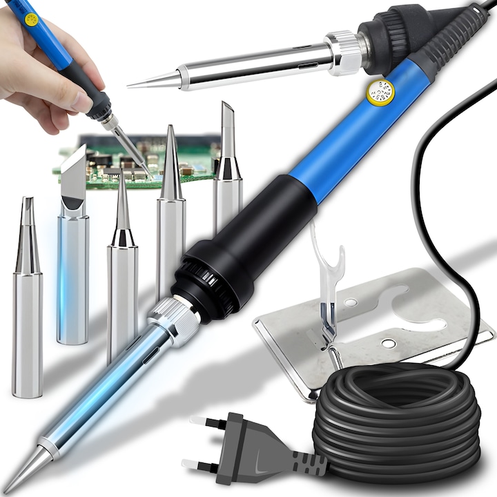Pistol de lipit electric, pentru lipirea componentelor cu 6 capete de lipit, baza metalica