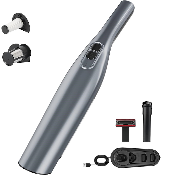 Безжична ръчна прахосмукачка, 4 аксесоара, 10000 Pa всмукателна мощност, 6000 mAh, 0,2 l капацитет, 30 мин. автономност