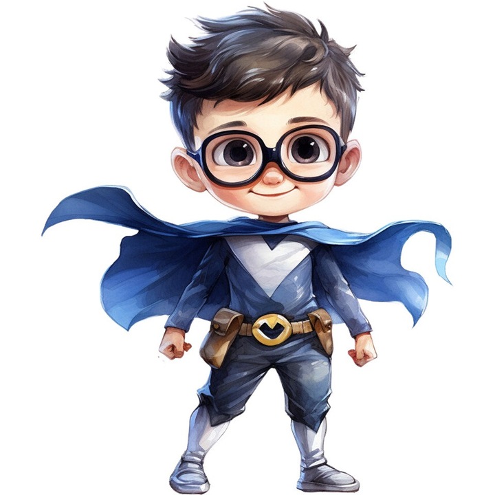 Sticker decorativ Baiat Supererou, Albastru, 72 cm, 1309STK-5