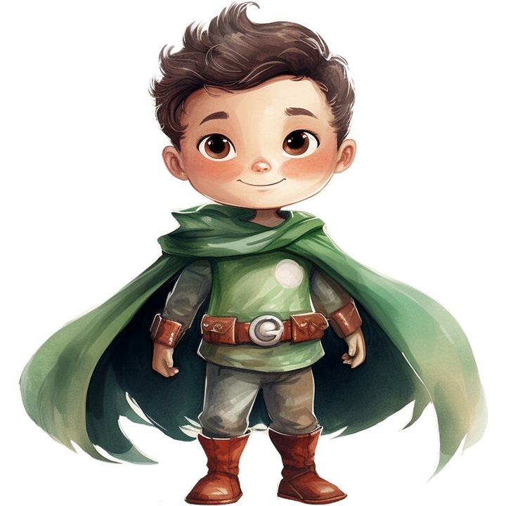 Sticker decorativ Baiat Supererou, Verde, 64 cm, 1309STK-9