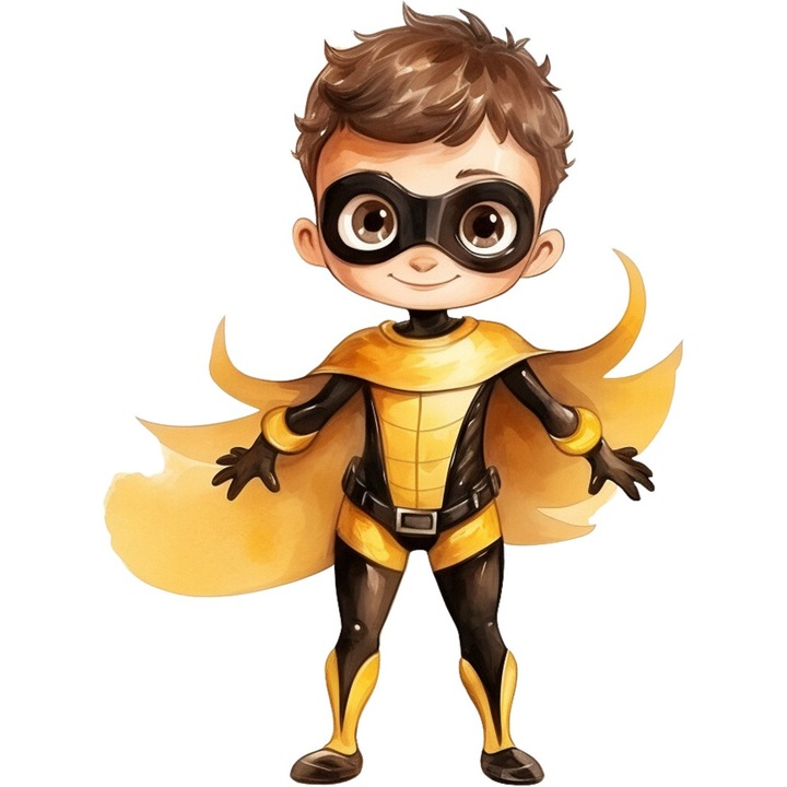 Sticker decorativ Baiat Supererou, Galben, 81 cm, 1309STK-8