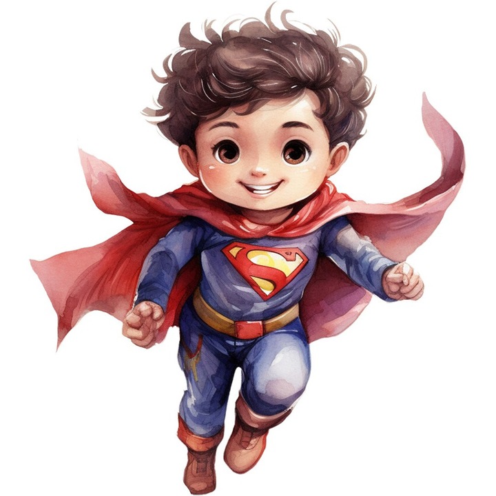 Sticker decorativ Baiat Supererou, Rosu, 67 cm, 1309STK-10