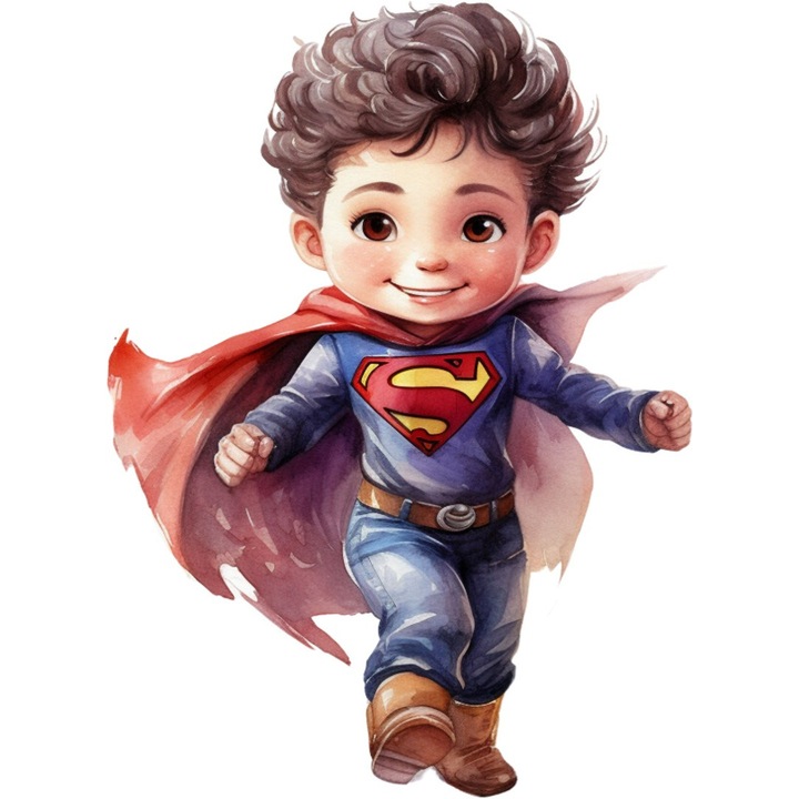 Sticker decorativ Baiat Supererou, Albastru, 81 cm, 1309STK-11