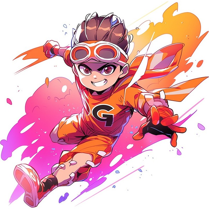 Sticker decorativ Baiat Supererou, Portocaliu, 60 m, 1311STK-4