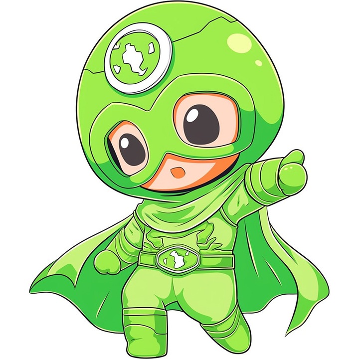 Sticker decorativ Baiat Supererou, Verde, 71 m, 1311STK-5