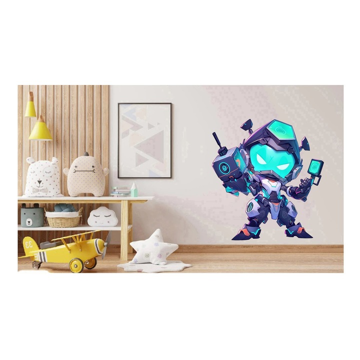 Sticker decorativ Supererou, Turcoaz, 64 cm, 1311STK-9