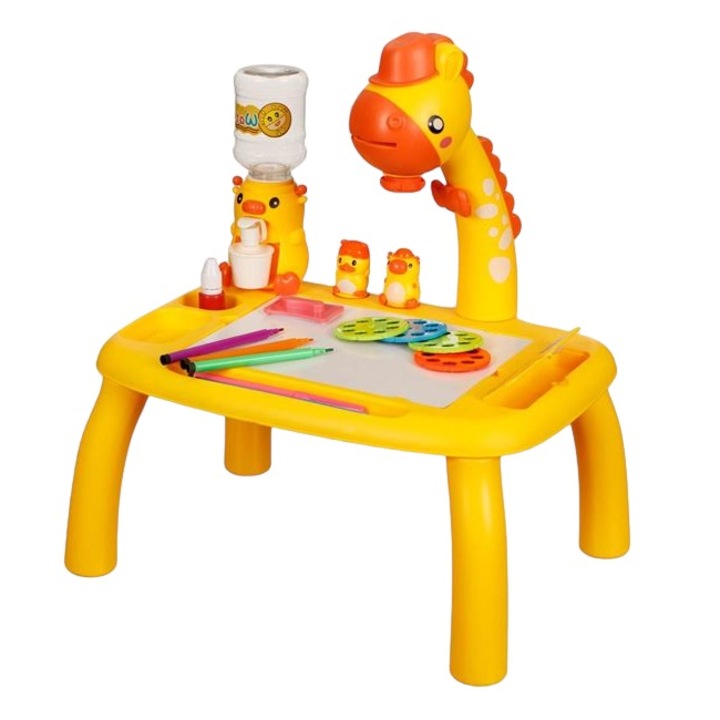 Set pictura Proiector Masa Desen pentru Copii Girafa, YUPY, galben 38x28x43cm