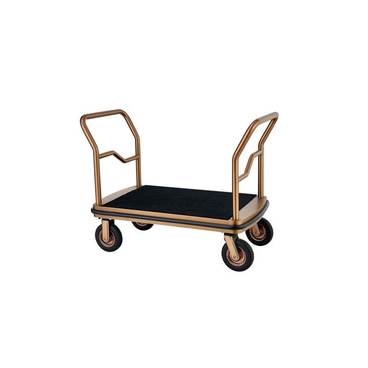 Carucior hotelier pentru bagaje, Roze Auriu, PRH-XL24RG2023, Carpeta Negru
