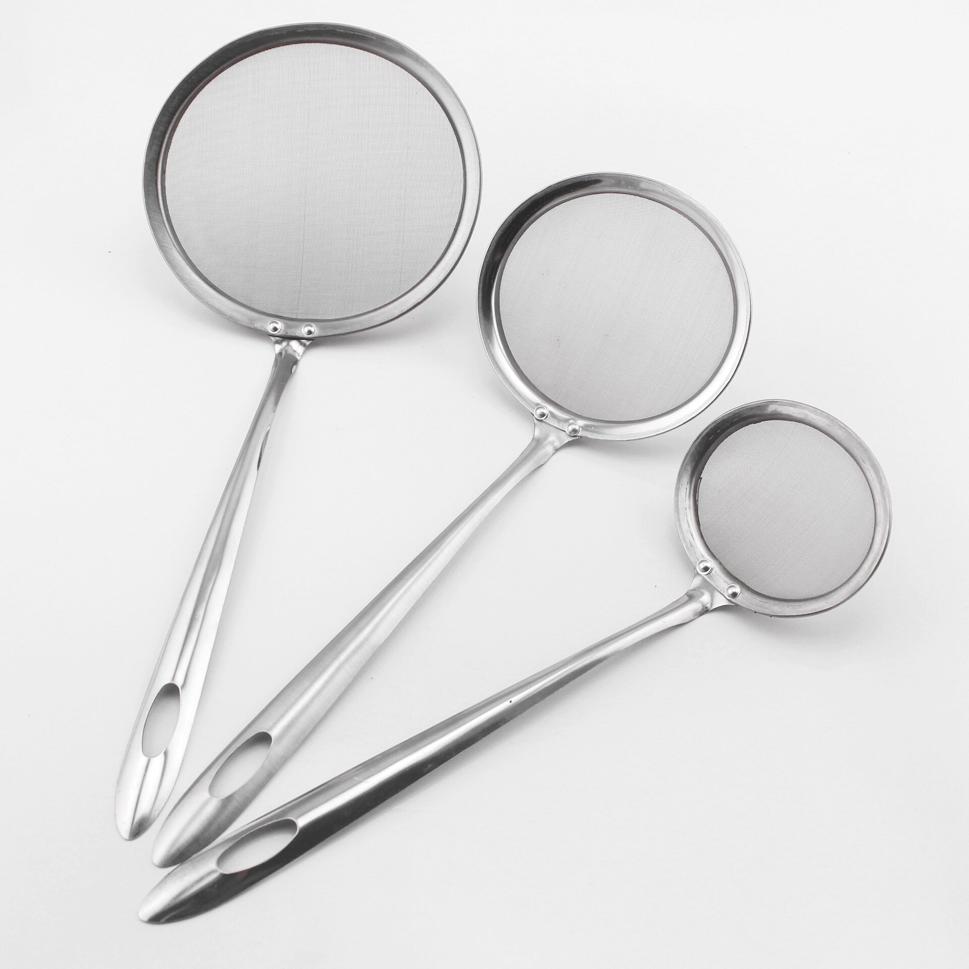 Set 3 strecuratori de bucatarie, Inox, 7.5 x 19.8cm/10 x 19.8cm