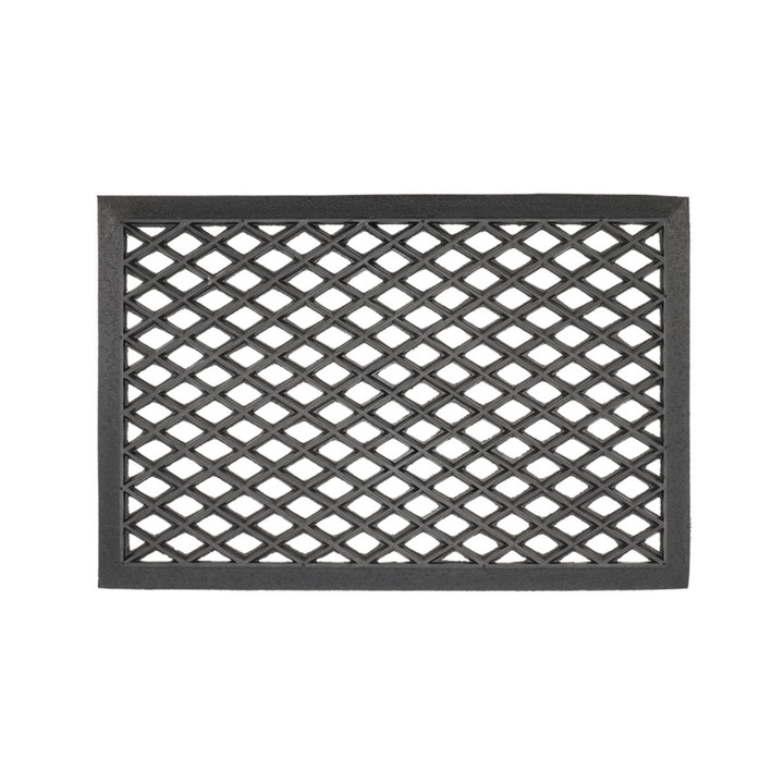 Lábtörlő, Esschert Design, Csúszásmentes Gumiból Készült, Rombusz Mintával, Hatékonyan Tisztítja a Cipőket, Könnyen Tisztítható, Ideális Teraszra és Előszobába, Tartós és Esztétikus, 60 x 40 Cm, Fekete