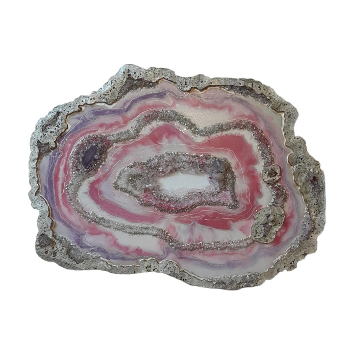 Tablou geoda, din rasina epoxidica, Sweet Candy, 70x53 cm