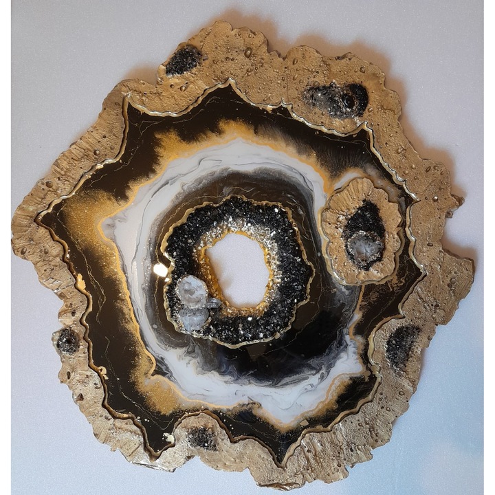 Tablou geoda, din rasina epoxidica, Simplicity, 55x55 cm