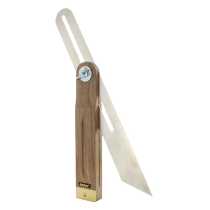 Echer tamplar, Hedue, Maner din nuc, Inox, 300 mm, Argintiu/Maro