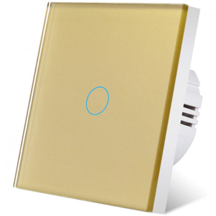 Сензорен превключвател iUni 1F, Secured Glass, LED, Gold