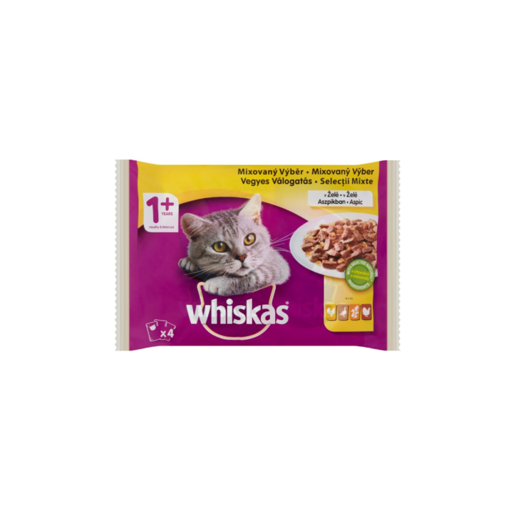 Hrana Umeda Whiskas pentru Pisici, cu Carne de Pasare in Sos, 4 x 100 g