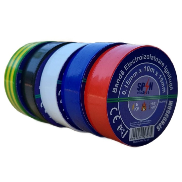 Set 5 Banda Izolatoare Ignifuga, 19x0.15mm, 10M, Multicolora