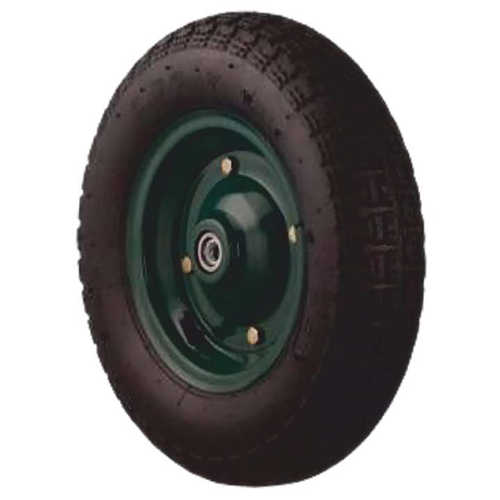 Roata cu camera pentru roaba, verde, 350 mm x 7"
