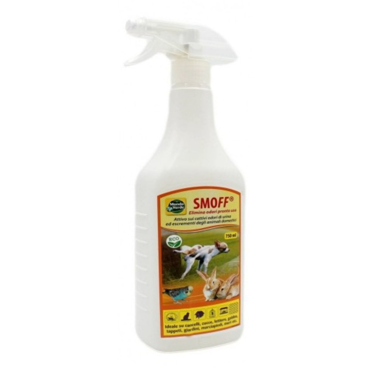 Solutie pentru indepartarea si eliminarea mirosurilor de animale, caini, pisici, iepuri SMOFF, 750 ml