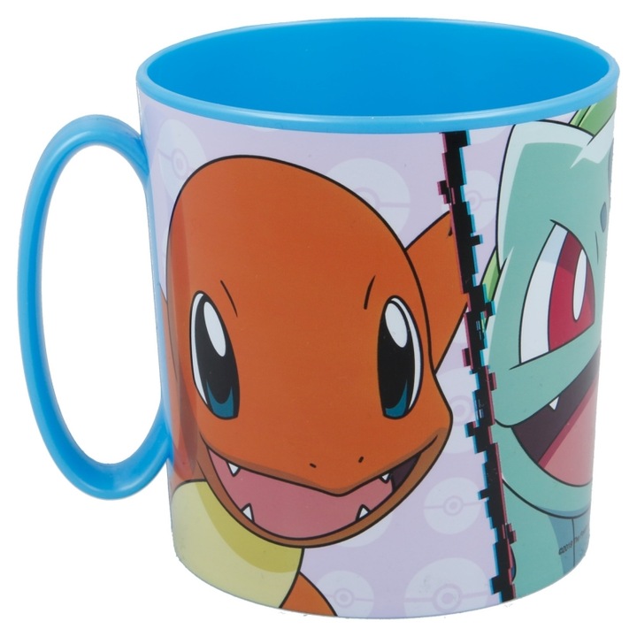 Cana plastic, multicolor, fara BPA, ce poate fi utilizata si la microunde, 350 ml, Ice Magic, Distorsion, Pokemon