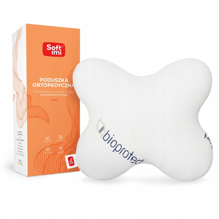 ORTOPÉD PÁRNA ALVÁSHOZ, SOFTIMI, Pillangó mintás, Fehér