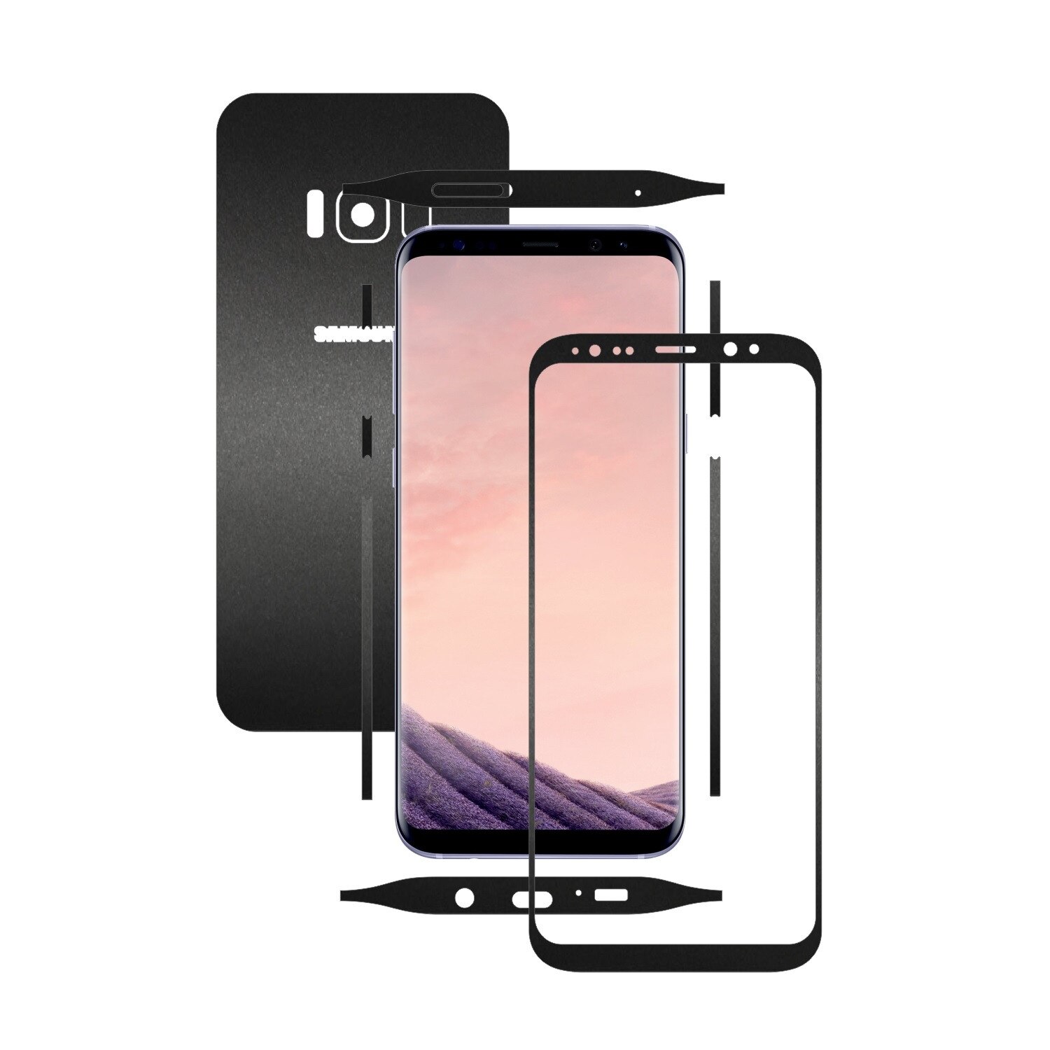 Folie de protectie Carbon Skinz, Husa de tip Skin Adeziv pentru Carcasa, Negru Mat dedicata Samsung Galaxy S8+ Plus