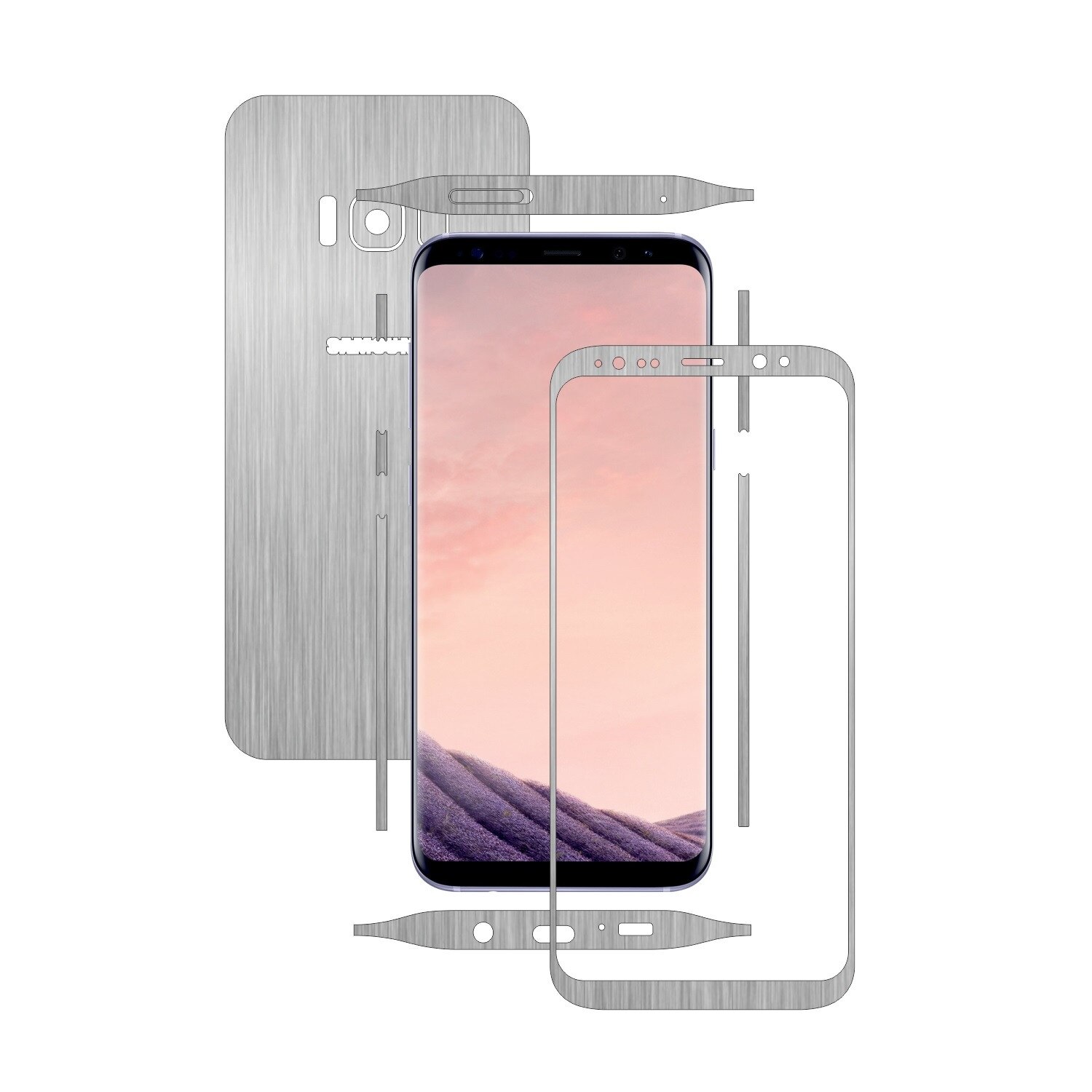 Folie de protectie Carbon Skinz, Husa de tip Skin Adeziv pentru Carcasa, Brushed Argintiu dedicata Samsung Galaxy S8+ Plus