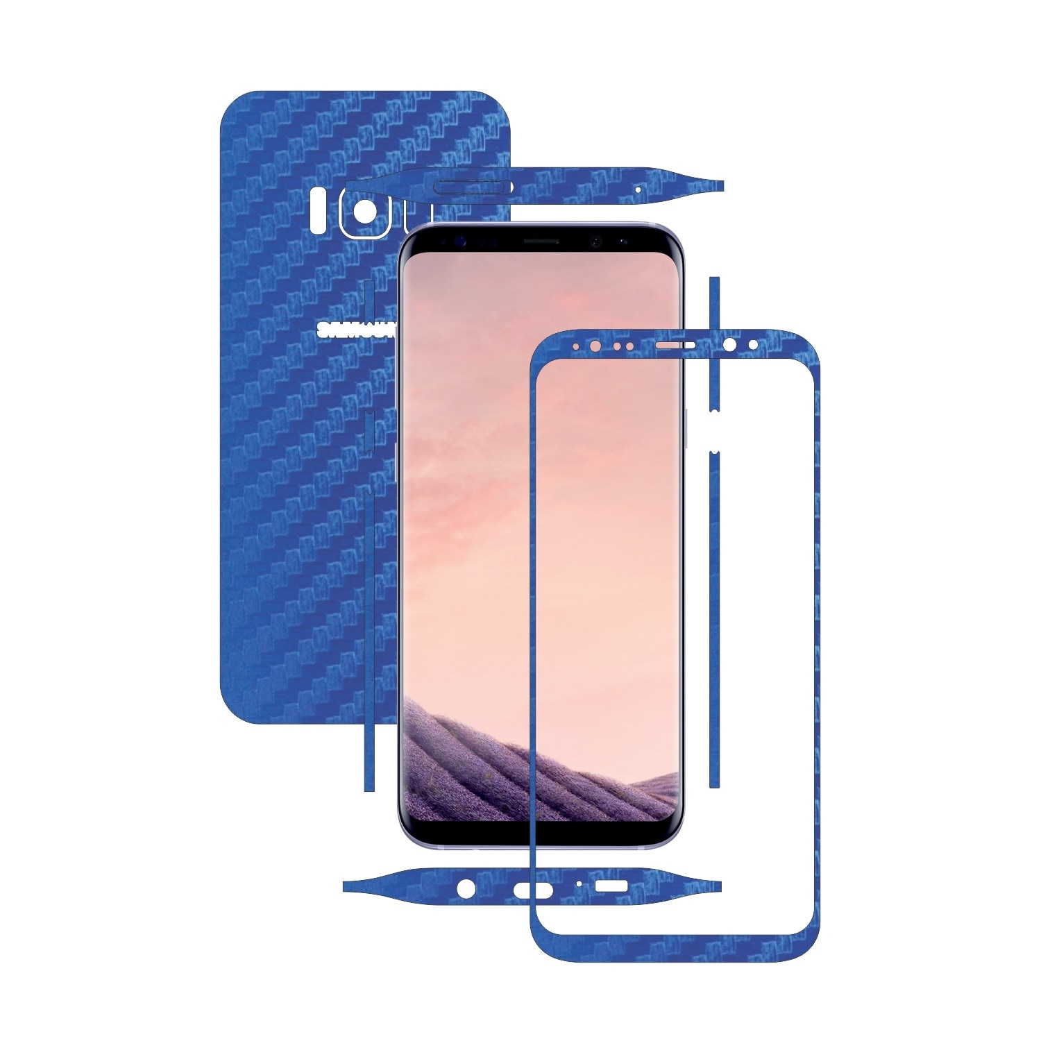 Folie de protectie Carbon Skinz, Husa de tip Skin Adeziv pentru Carcasa, Carbon Albastru dedicata Samsung Galaxy S8