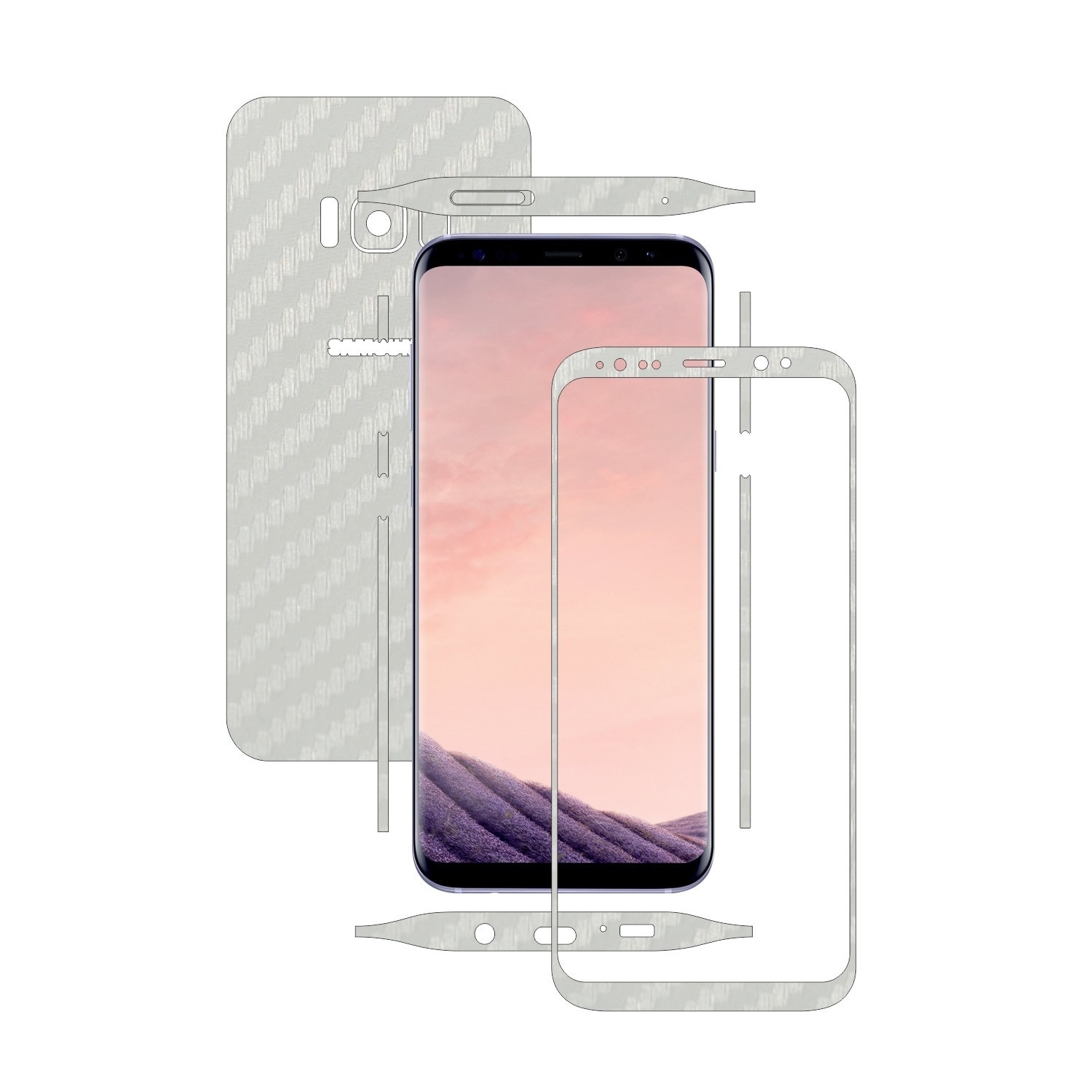 Folie de protectie Carbon Skinz, Husa de tip Skin Adeziv pentru Carcasa, Carbon Alb dedicata Samsung Galaxy S8+ Plus