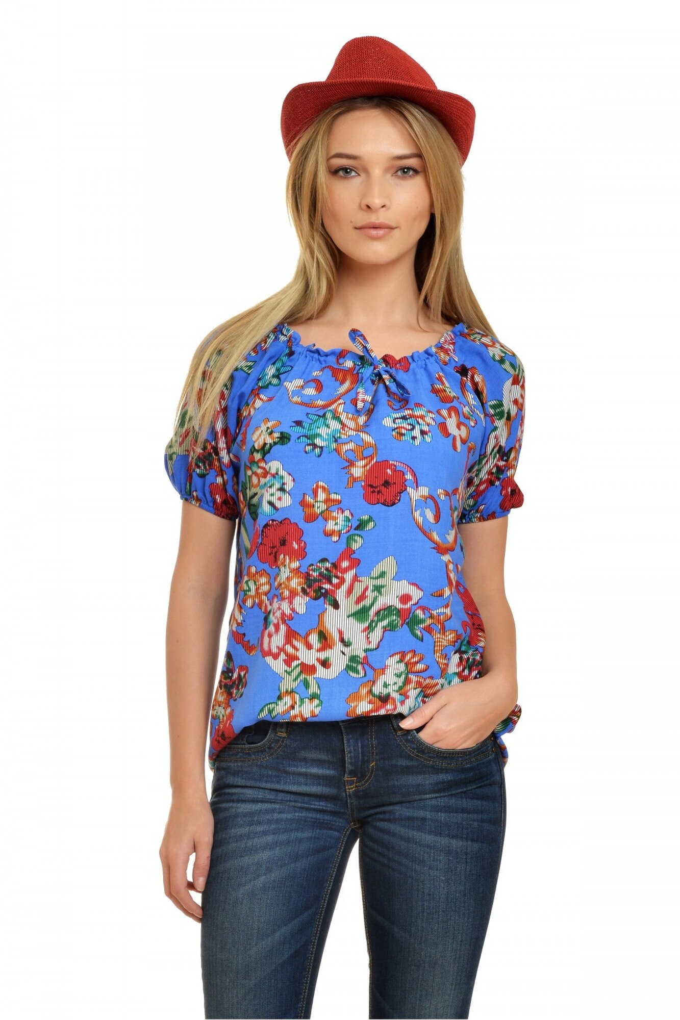 Bluza Dama IE cu Imprimeu Floral, Albastru