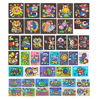 Set jucarie creativa Pictura cu nisip colorat, Darklove, Cu 24 de culori de nisip si 42 de coli de carti de pictura pe nisip, pentru copii 3 ani+, Papier, Multicolor