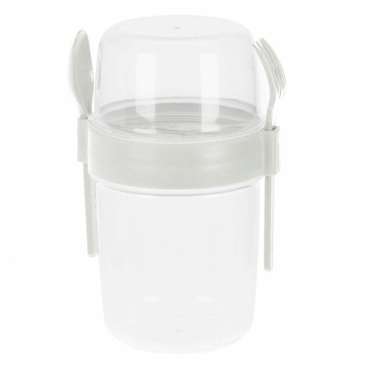 Recipient Pentru Mancare, Openhome, 1100 ml, Inaltime 18.5 cm, Diametru 10 cm, Plastic, Cu Suport Pentru Tacamuri, Compatibil Cu Masina De Spalat Vase, Bej