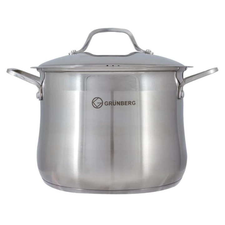Set 2 x Oala din Inox cu Capac Grunberg, 24 cm, 5.7 l