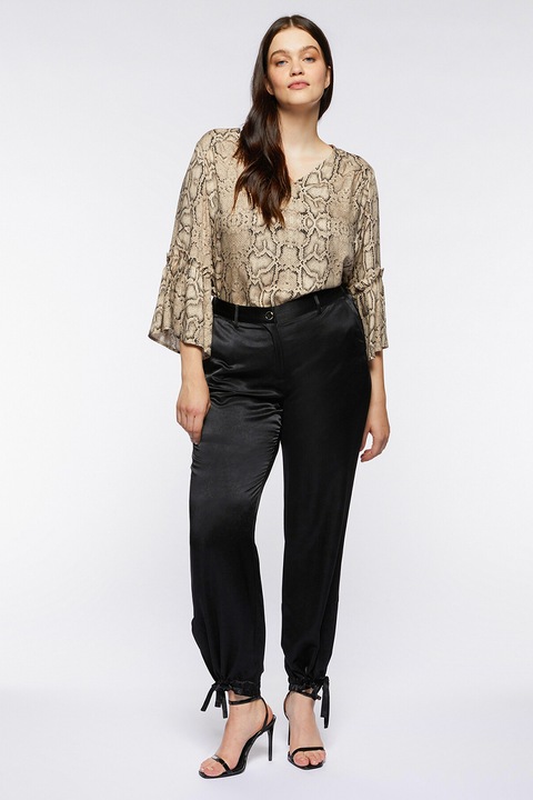 Fiorella Rubino, Pantaloni din satin cu croiala conica, Negru, S-M