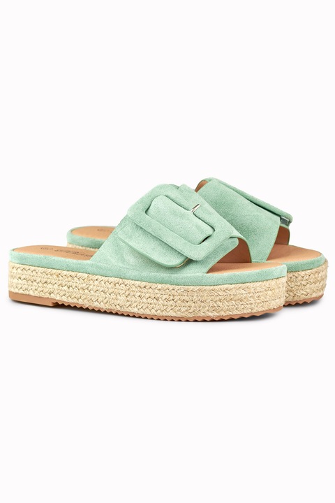 Női espadrilles, esztergált bőr, türkizkék, Türkiz, 36