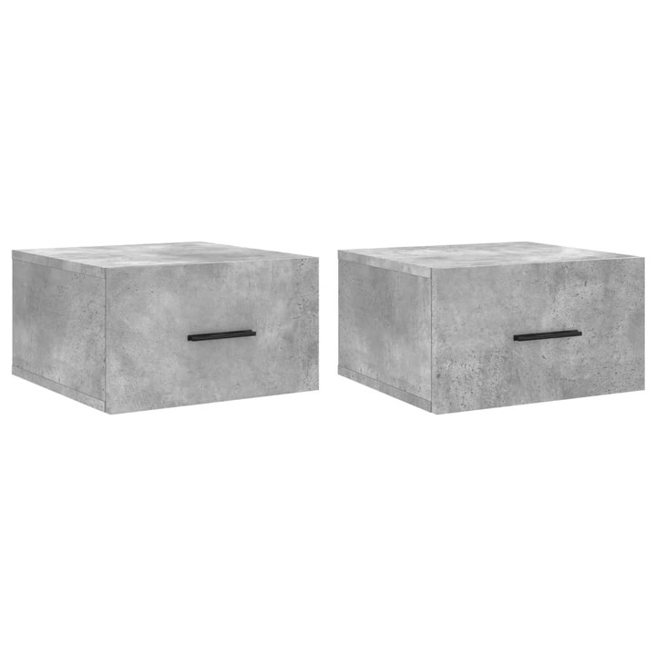 Set noptiere montate pe perete vidaXL, 2 buc. gri beton 35x35x20 cm, 11.4 kg