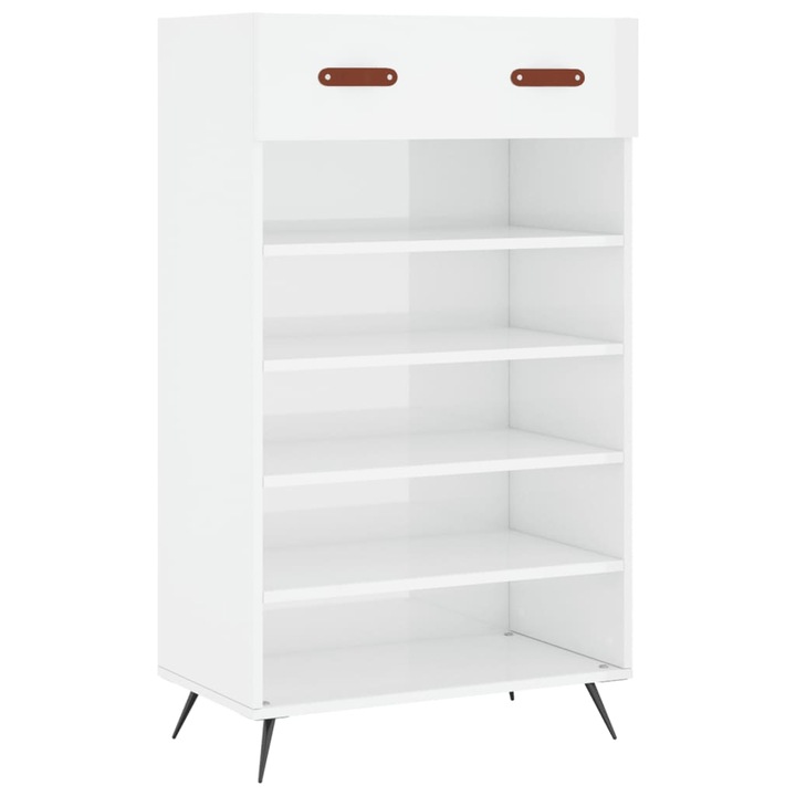 VidaXL magasfényű fehér szerelt fa cipőszekrény 60 x 35 x 105 cm 829582