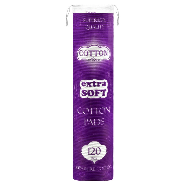 Памучни тампони за почистване на грим COTTON Line EXTRA SOFT, 120 броя