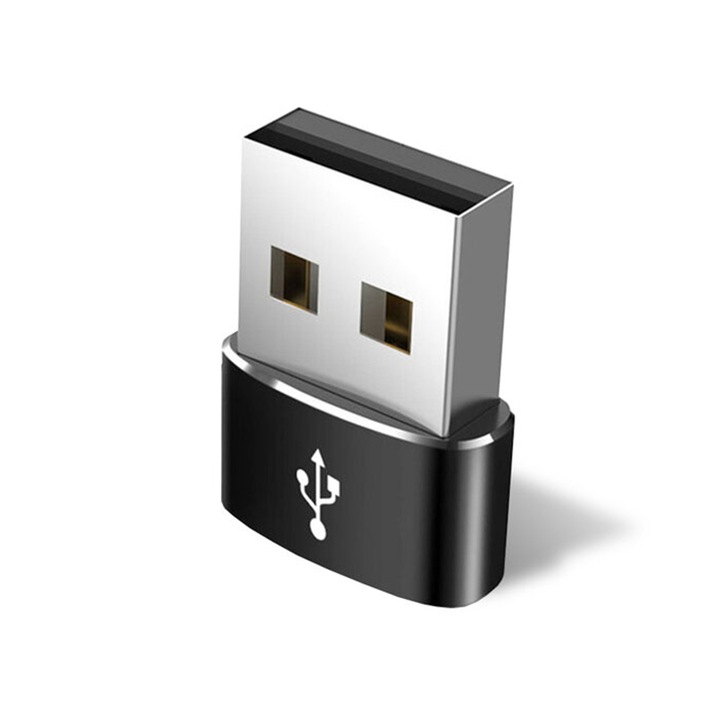 Adaptor Type-C la USB, 3A, Techsuit Adapter, Black