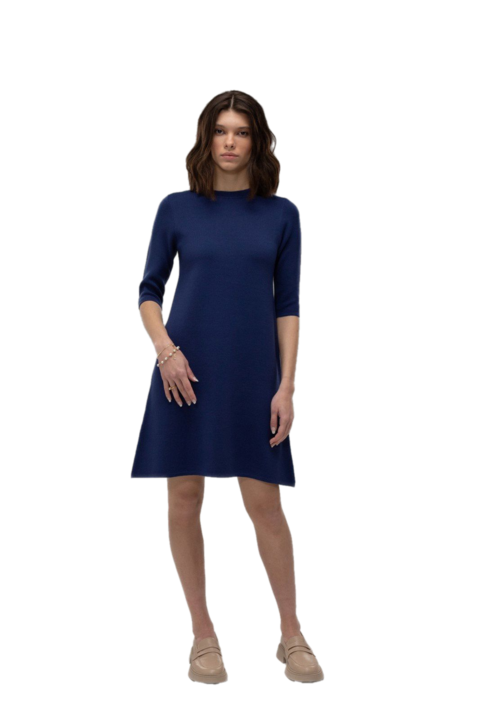 Rochie dama Tricotata Midi Hermina 122, Bleumarin